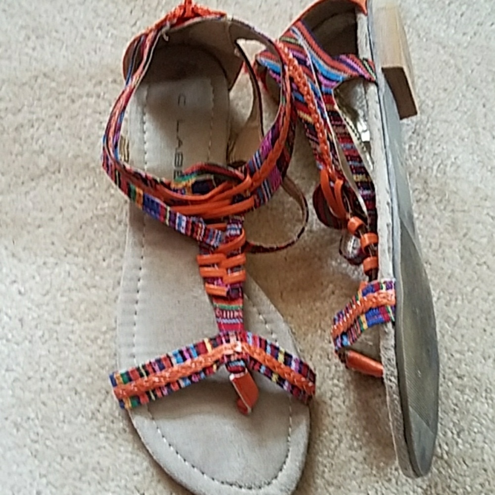 COLORFUL ZIP UP sandals-ORANGE